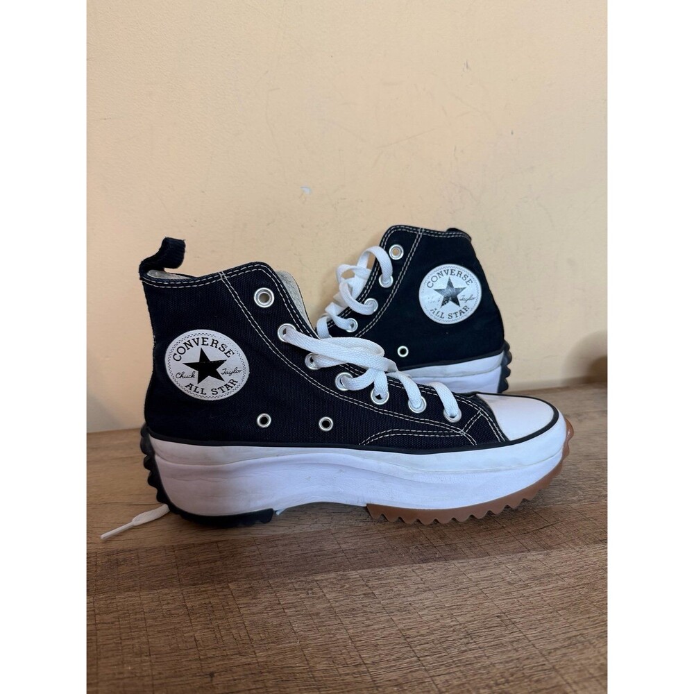 Converse Run Star Hike Platform High Top Sneakers Black White size 7 shoes